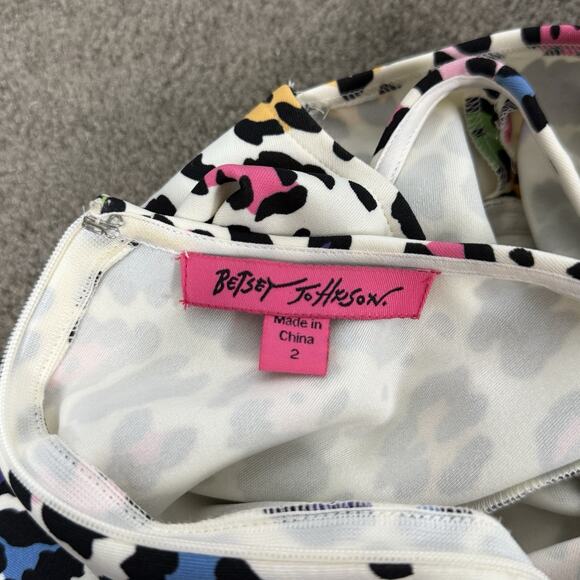 Betsey Johnson Rainbow Leopard Print Peplum Party Dress Women’s 2 - Picture 6 of 7